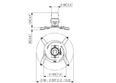 Support Plafond Pour Vidéoprojecteur Vogel's PPC 1555 - Hauteur Réglable 550-850 Mm, Inclinaison +/-15° | Montage Facile