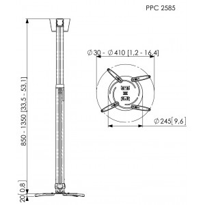 ppc2585-support-plafond-reglable-en-hauteur-850-a-1350-mm