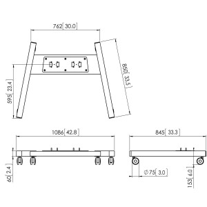 PFT-8530-Vogel-s-Embase-de-sol-à-roulettes-double-tubes