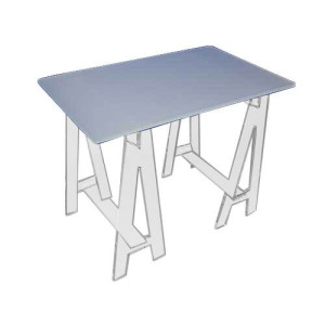 BRO-TTX Petit bureau en plexiglas sur tréteaux