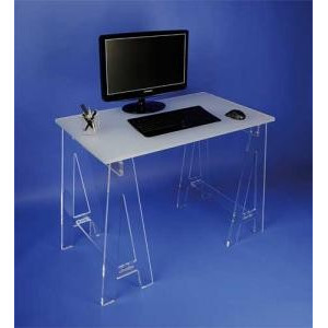 BRO-TTX Petit bureau en plexiglas sur tréteaux