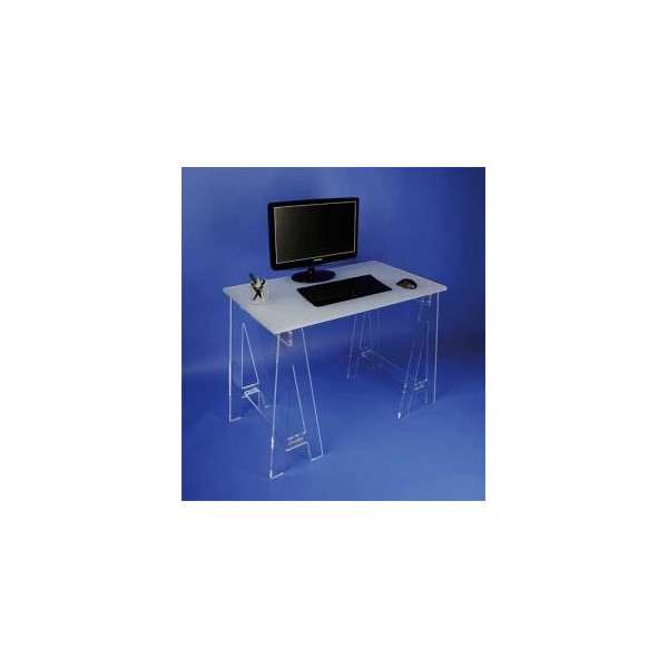 BRO-TTX Petit bureau en plexiglas sur tréteaux