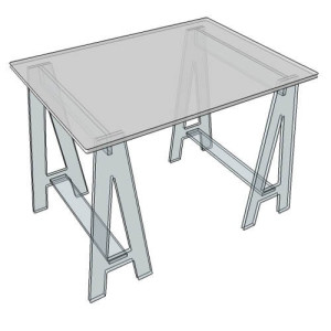 BRO-TTX Petit bureau en plexiglas sur tréteaux