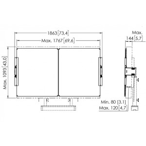 RISE-A217-Vogel-s-Kit-tableau-blanc-75"-pour-solution-sol-mur-RISE-blanc