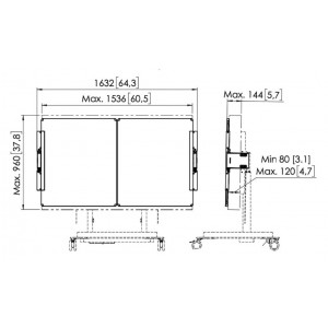 RISE-A226-Vogel-s-Kit-tableau-blanc-65"-pour-trolley-RISE