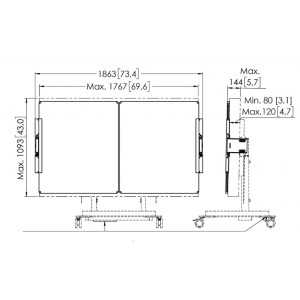 RISE-A228-Vogel-s-Kit-tableau-blanc-86"-pour-trolley-RISE